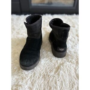 UGG Australia Black Suede Leather‎ Ankle Boots Women's Comfy Winter Shoes 7